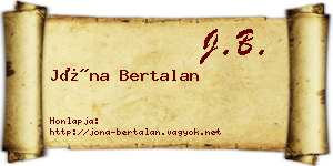 Jóna Bertalan névjegykártya
